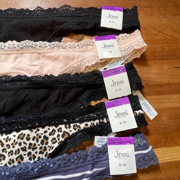 Jenni Women's Lace-Trim Thong set of 5 - Picture 4 of 7